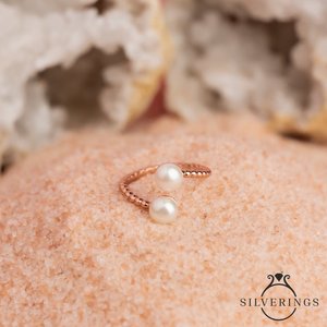 Anillo de Plata de Ley 925 con Incrustaciones de Piedras Preciosas y Perla en Forma de Mano, Talla Única, para Regalo - Product Image 5