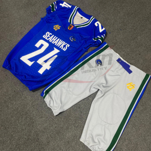 เสื้อฟุตบอลอเมริกันพิมพ์ลายสำหรับผู้ใหญ่ผ้าทอหกแผงระบายอากาศได้ดี - Product Image 1