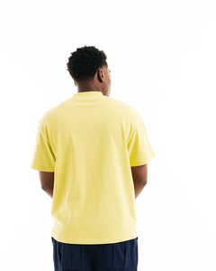 mens light <b>yellow</b> chest pocket plain solid blank casual relaxed fit short sleeve <b>tshirt</b> high crewneck tee top - Product Image 2