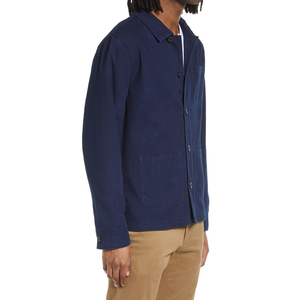 OEM personalizado 100% sarga de algodón 3 bolsillos azul liso chaqueta de trabajador para los hombres - Product Image 3