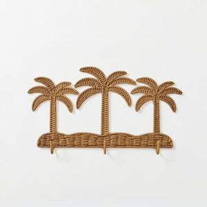 Palm Tree Rattan Wall <b>Hook</b> Tropical Wicker Rack Handmade Bohemian Wall Decor for Entryway Bedroom Living Room or Beach House - Product Image 5