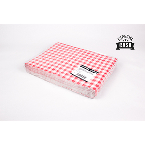 Mantel de Papel Profesional con Estampado Vichy Rojo, Blanco, 30x40cm, 40gsm, 1000 Unidades, B2B - Product Image 1