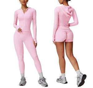 Ropa deportiva para mujer, Top y pantalones cortos sin mangas de secado rápido, conjunto de yoga y gimnasio, conjunto de 2 piezas con logotipo frontal antiestático - Product Image 5