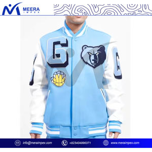Uniforme de chaqueta universitaria OEM para hombre, chaqueta de cuero PU y lana de estilo béisbol con logotipo personalizado para la escuela, equipo universitario, ropa deportiva - Product Image 2
