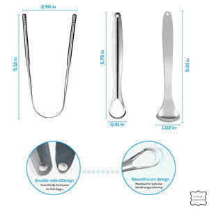 Raspador de lengua de acero inoxidable 100% de grado médico, limpiador de lengua oral para adultos, tratamiento del mal aliento - Product Image 3