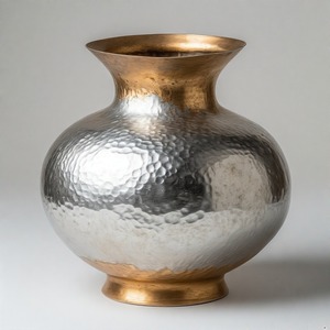 Florero adornado GlintCraft Art Opulent Grace Tall Bronce Acabado Diseñador Metal Jarrón Exquisito Acento hecho a mano para la decoración del hogar - Product Image 1