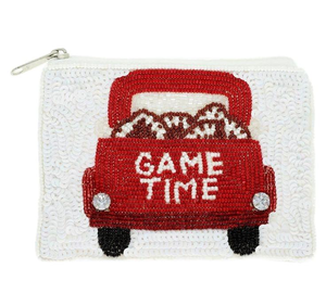 Bolsa de monedas T FOOTHBOL con bordado de fútbol con cuentas de semillas de día de juego hecha a mano de primera calidad con elegante y hermoso acabado de la India - Product Image 3