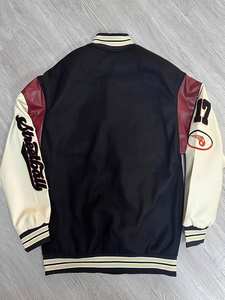 Servicio OEM Heavy Thick Chenille bordado parches de invierno de gran tamaño de cuero mangas de talla grande chaqueta Letterman para hombre - Product Image 4