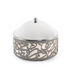 Diseño árabe personalizado Metal plata acabado alta calidad hecho a mano comida servir cazuela lujo calentador de alimentos para Hotel - Product Image 6