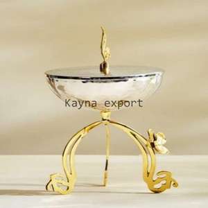 Quemador Bakhoor estilo Gingko de lujo Diseño de metal de hoja de oro con quemador de incienso de fragancia de habitación de metal de latón - Product Image 3