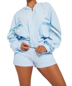 Ensemble de sport 2 pièces respirant pour femme, coupe droite, en polaire Spandex/Polyester, coupe-vent, anti-boulochage, pour l'extérieur - Product Image 3