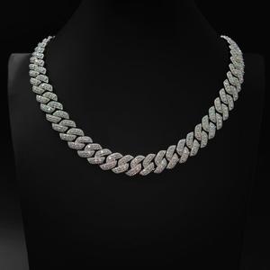 Moissanite 12mm Diamants Glacés Chaîne à Maillons Cubains en Argent Sterling 925 Bijoux Hip Hop Rhodium Tendance pour Fêtes Mariages - Product Image 2