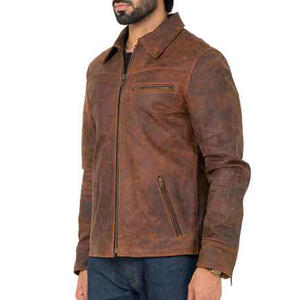 New High Quality Custom <b>Men</b> <b>BROWN</b> <b>Leather</b> <b>Jacket</b> Pakistan Brand New Winter Motorbike Use Zipper Closure Popular Finished Product - Product Image 2