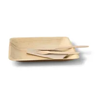 Assiette carrée en feuille de palmier naturelle compostable pour le goûter, 20x20 cm - 200 pièces/carton