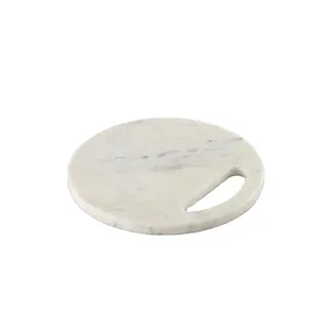 Placa redonda de mármol blanco personalizada para cocina, bandeja de alta calidad, tabla de servicio de corte para cocina, nueva