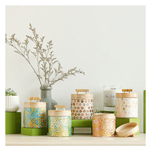 Pot en bambou en nacre avec couvercle en bambou incrusté de coquillages, design personnalisé pour accessoires de service à thé et collections de cadeaux, fabriqué au Vietnam - Product Image 2