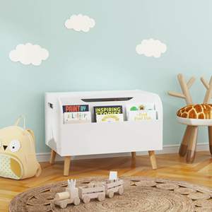 Armoire moderne en plastique pour enfants avec couvercle rabattable, étagère de rangement pour chambre, salon, bureau à domicile - Product Image 5