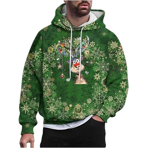 Unisex Christmas Santa Claus Hoodies para hombres Mujeres Graphic Pullover Sudadera con capucha con bolsillos - Product Image 6
