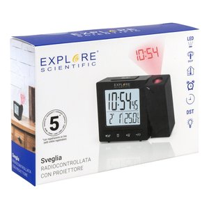 Reloj de Mesa Inteligente Multifunción con Control por Radio y Alarma, Modelo RDP1001BLK de Explore Scientific, Color Negro - Product Image 3