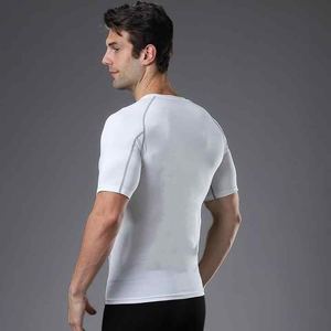Listo para enviar tren de secado rápido compresión poliéster camisetas hombres elástico gimnasio camisas - Product Image 2