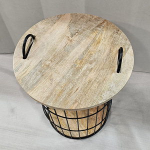 Table d'appoint pliable de style moderne avec dessus en bois et fil métallique rarement utilisée pour les repas dans le salon, la chambre, le bureau et l'hôtel. - Product Image 3