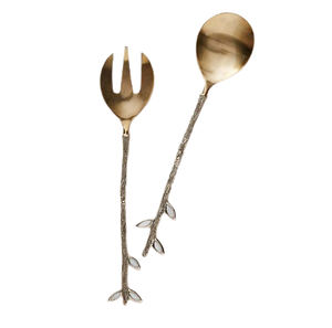 Ensemble de couverts en métal doré Couverts à salade en métal avec poignée en métal et acier dernier cri Couverts à miroir - Product Image 1