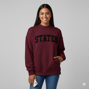 Sudadera con Capucha de Forro Polar para Mujer, Talla Grande, Lisa, Cuello Alto Simulado, con Logotipo Personalizado Impreso en la Parte Delantera, Personalizable, Ropa Casual de Otoño/Invierno - Product Image 4