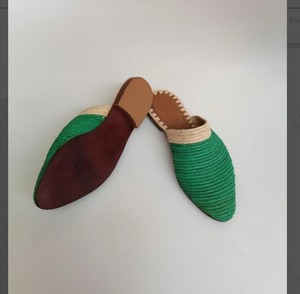 Natural Raffia <b>Shoes</b>, Raffia slippers for Women, Handmade Raffia Slippers, Summer Sandals, Raffia Mules, Moroccan Raffia - Product Image 2