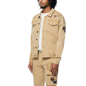 Ensemble veste et pantalon en jean pour homme, design imprimé Street Look, 100% coton, poids lourd, respirant - Product Image 4