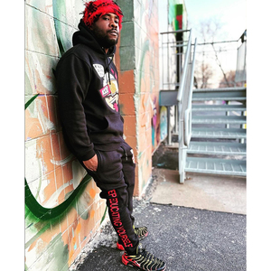 Ensemble de survêtement streetwear noir pour hommes sweat à capuche imprimé graphique et pantalon de jogging logo personnalisé hip dernière mode hop vêtements décontractés - Product Image 6