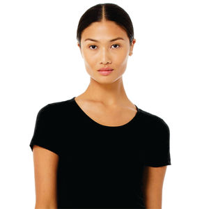 50% Polyester 25% Airlume Combed and Ring Spun Cotton 25% Rayon 40 Single 3.8 oz Heather <b>Black</b> Womens Triblend Short Sleeve T-Sh - Product Image 4