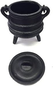 Cauldron de hierro fundido con mango y tapa, ideal para difuminado de incienso, decoración para uso ritual - Product Image 3