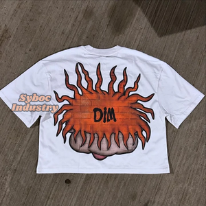 Stylish Boxy Cropped <b>Black</b> <b>T</b>-<b>Shirt</b> for Men 250 GSM Heavyweight Cotton Custom Plus Size Loose Fit with Screen Printing - Product Image 6