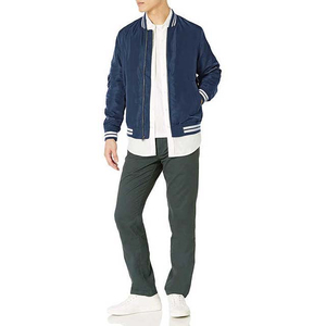 Vente en gros de vestes pour hommes uniformes avec logo personnalisé coupe ample fermeture à glissière imperméable Satin polyester vestes d'hiver en satin uni 2025 - Product Image 4