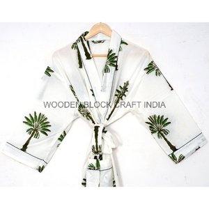 Kimono íntimo de algodón con estampado de bloque de mano indio para mujer, Floral Camisón con patrón, tela de algodón para primavera y otoño - Product Image 3