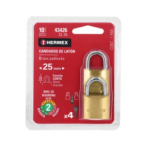 Scatola a 3 unità con lucchetti di sicurezza in ottone da 25mm con gancio corto in acciaio impermeabile funzione antifurto - Product Image 1