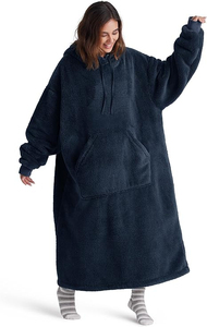 Couverture à capuche en tricot doux personnalisable, écologique et de haute qualité, en flanelle polaire unie, anti-boulochage, chaude et confortable - Product Image 4