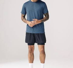 Camiseta de entrenamiento para hombre, camiseta de entrenamiento transpirable diseñada para movimiento, cuello redondo, manga corta, ropa de verano, uso de algodón/poliéster - Product Image 3