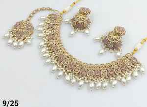 Conjunto de pendientes y collar Magtika Jhumka chapado en oro tradicional indio para mujer, diseño de gota y Perla para fiestas, mujeres y niñas - Product Image 5