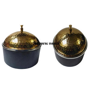 Réchaud à nourriture en métal avec couvercle martelé, forme ronde, casserole design, haute qualité, luxe, nouveau réchaud en métal - Product Image 4