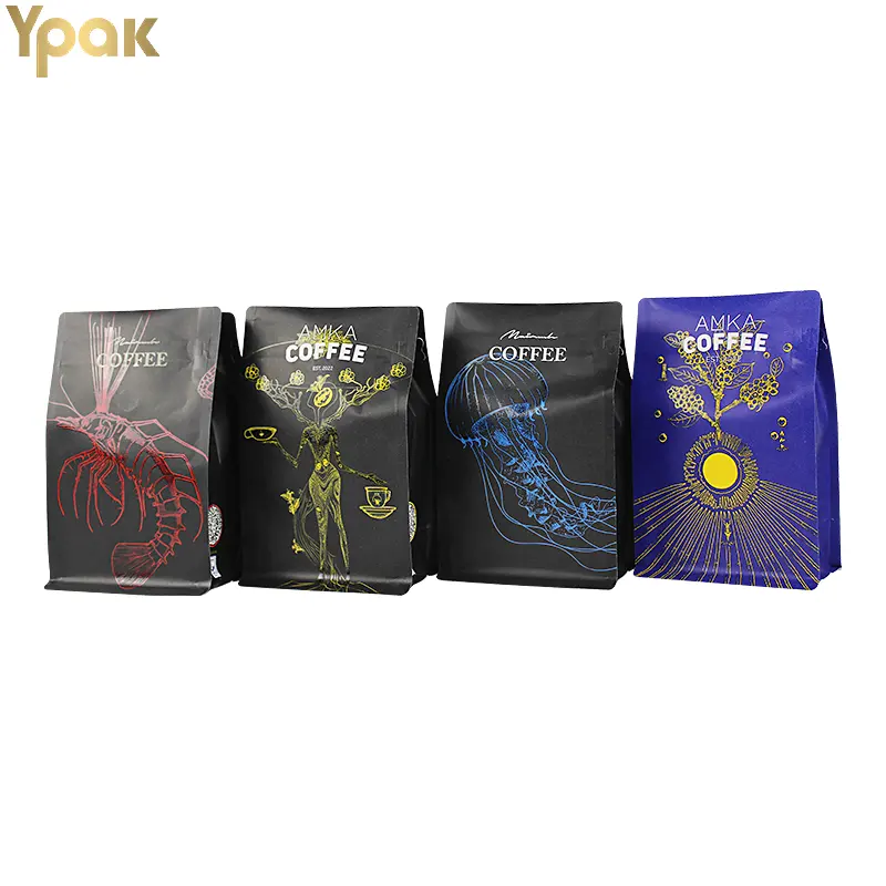 Conception personnalisée impression numérique mat 250G Kraft papier UV sac emballage de café avec fente/poche