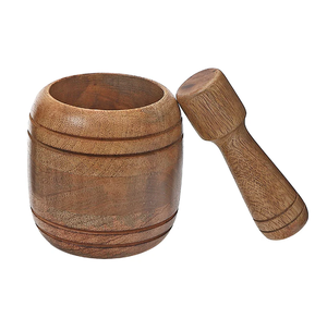 Mortier et pilon en bois Logo personnalisé Outils de cuisine Prix bon marché Tailles personnalisées Offre Spéciale Mortier et pilon en bois massif - Product Image 4