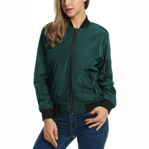 Chaqueta Cortavientos Ligera de Nailon Gris para Mujer, Chaqueta Bomber Informal, Prenda Exterior Elegante, Puños Acanalados, Bolsillos, Transpirable - Product Image 6