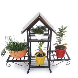 Best selling four tier <b>plants</b> display stand indoor outdoor hut shaped metal planters stand decoration home garden balcony - Product Image 1