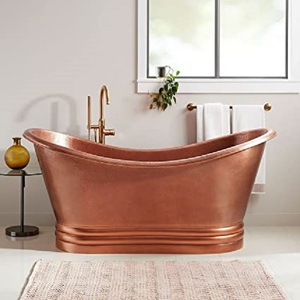 Baignoire autoportante à trempage personnalisée, baignoire métallique en cuivre, baignoire pour adulte - Product Image 4
