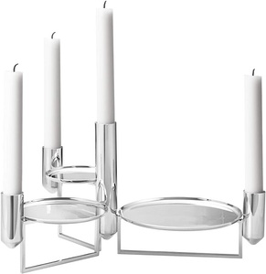 Portavelas de acero inoxidable brillante de 4 brazos, alta calidad, baja cantidad mínima, decoración para el hogar de lujo, novedad - Product Image 1