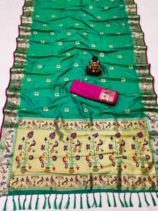 Nuevo Sari Kanchi Paithani Suave con Aspecto Elegante, Saris Listos para Usar, Sari Banarasi a Precio Accesible - Product Image 5