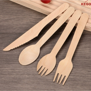 Venta al por mayor de fábrica Kego S160 160mm Spork de madera desechable biodegradable para fiestas Ecológico Precio barato 10 millones de piezas - Product Image 3