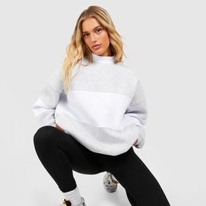 Wholesale Round Neck Solid Blank Sweatshirt Custom High Quality <b>Fleece</b> Plus Size Cotton Sweatshirt for Women - Product Image 1