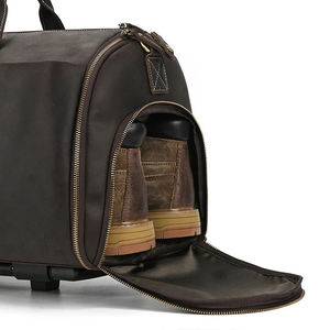 Bolsa de lona de viaje de cuero genuino individual de alta calidad 2024 bolsa grande de lona de fin de semana - Product Image 5